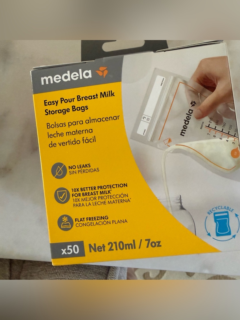 Medela Easy Pour Breast Milk Storage Bags, 50 CT NEW